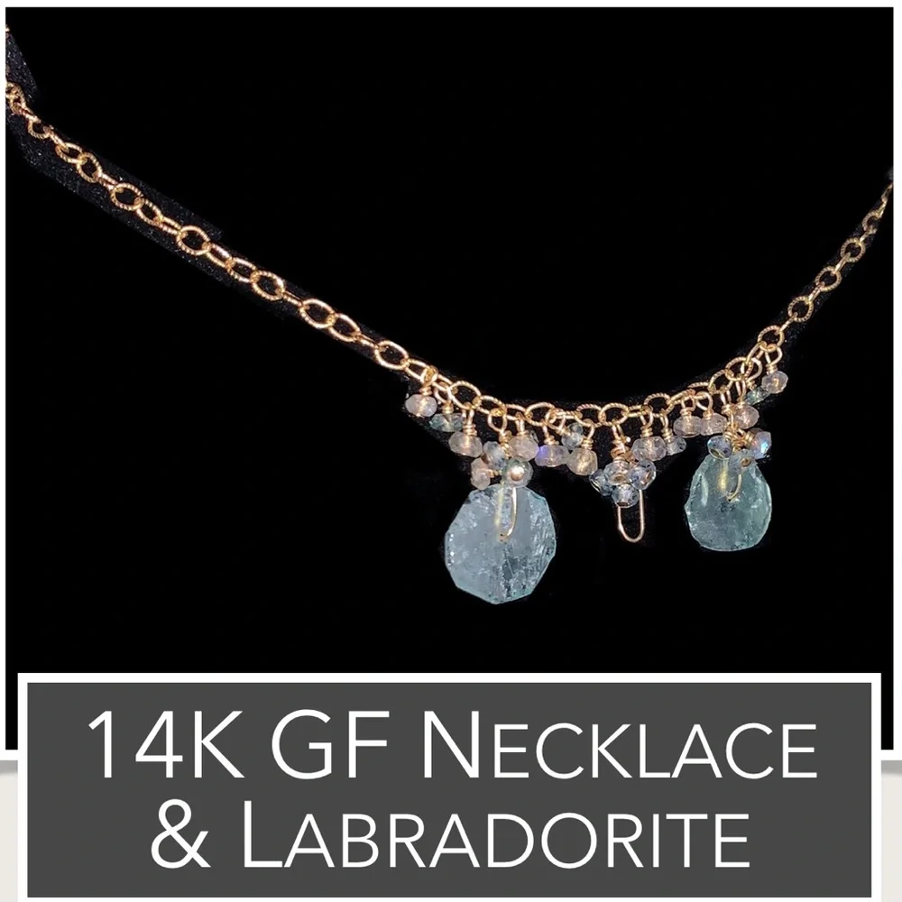14K‎ GF Sea Glass & Labradorite Necklace (14K Gold-Filled)